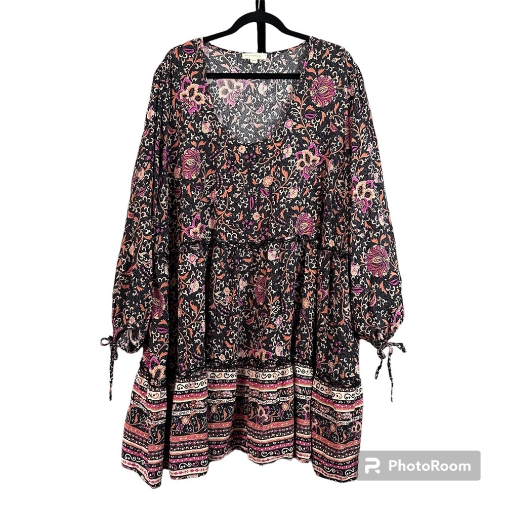 Aveology Tiered Boho Women's Plus Size Tunic Top Dress Size 30/32